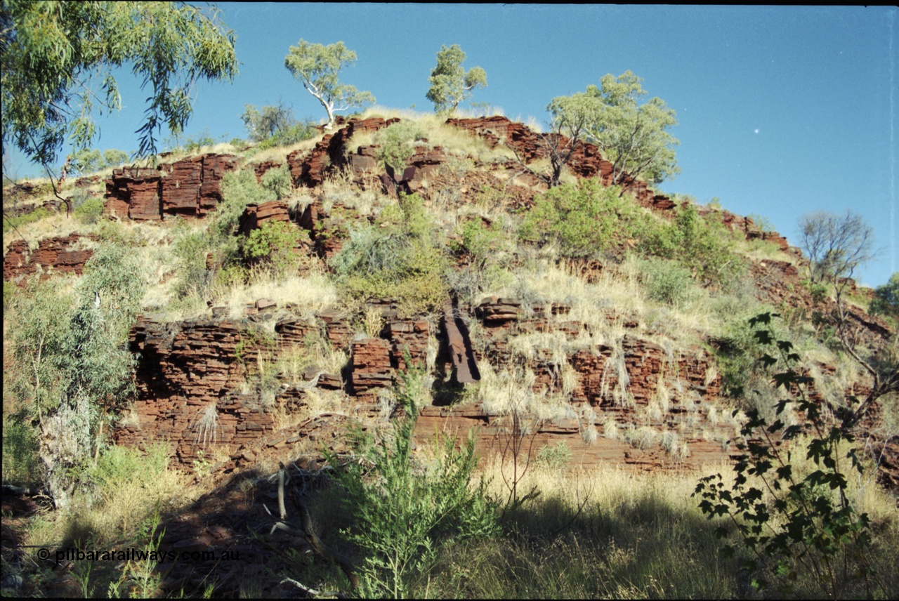 203-34
Yampire Gorge, remains of asbestos mining, chute to move ore down between levels. 
