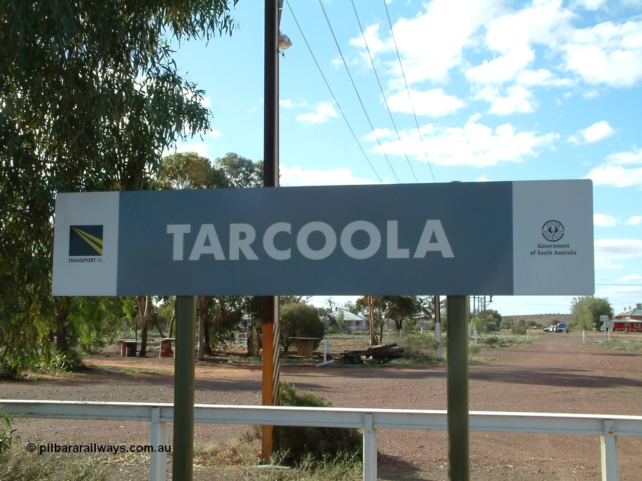 030415 160210
Tarcoola, station nameboard new style, the junction for the TAR and CAR railways situated 504.5 km from the 0 km datum at Coonamia. [url=https://goo.gl/maps/DzchvdNNNo8JobbC8]GeoData location[/url]. 15th April 2003.
