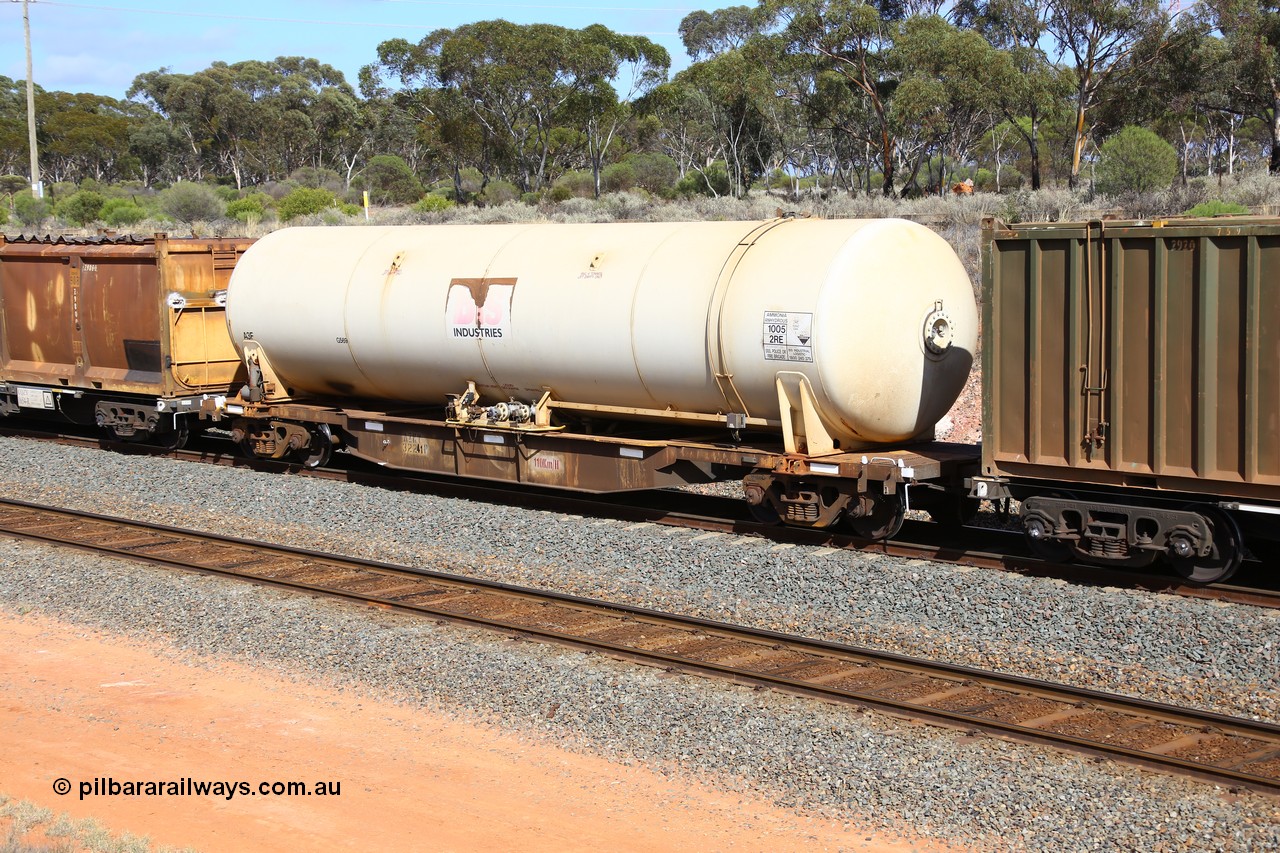 161112 2983
West Kalgoorlie, loaded Malcolm sulphur train 6029, AZKY type anhydrous ammonia tank waggon AZKY 32241, one of twelve waggons built by Goninan WA in 1998 as type WQK for Murrin Murrin traffic fitted with Bis INDUSTRIES anhydrous ammonia tank A3F.
Keywords: AZKY-type;AZKY32241;Goninan-WA;WQK-type;