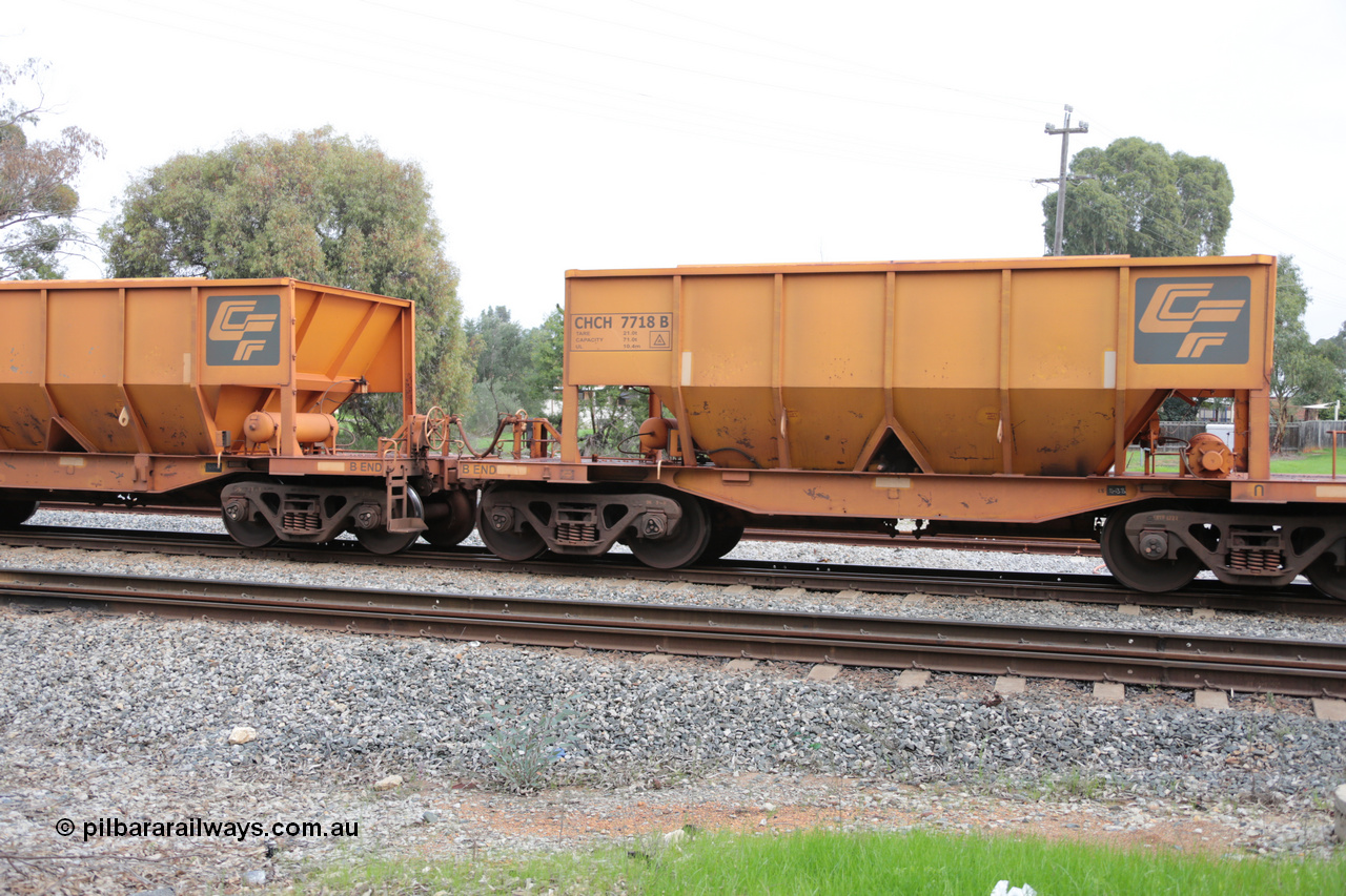 140601 4495
Woodbridge, empty Carina bound iron ore train #1035, CFCLA leased CHCH type waggon CHCH 7718 these waggons were rebuilt between 2010 and 2012 by Bluebird Rail Operations SA from former Goldsworthy Mining hopper waggons originally built by Tomlinson WA and Scotts of Ipswich Qld back in the 60's to early 80's. 1st June 2014.
Keywords: CHCH-type;CHCH7718;Bluebird-Rail-Operations-SA;2010/201-118;