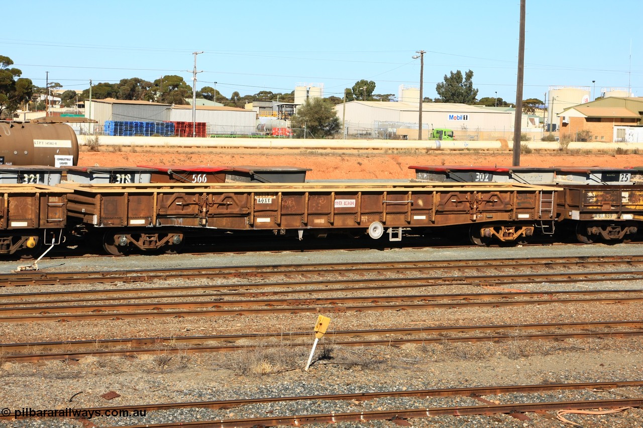 100603 8857
West Kalgoorlie, AOXY 33229, converted to carry nickel matte bulk bags, in WGL traffic. Built by WAGR Midland Workshops in 1973 as part of a batch of twenty five WGX type open waggons, in 1981 to WOAX, then AOAY type.
Keywords: AOXY-type;AOXY33229;WAGR-Midland-WS;WGX-type;WOAX-type;