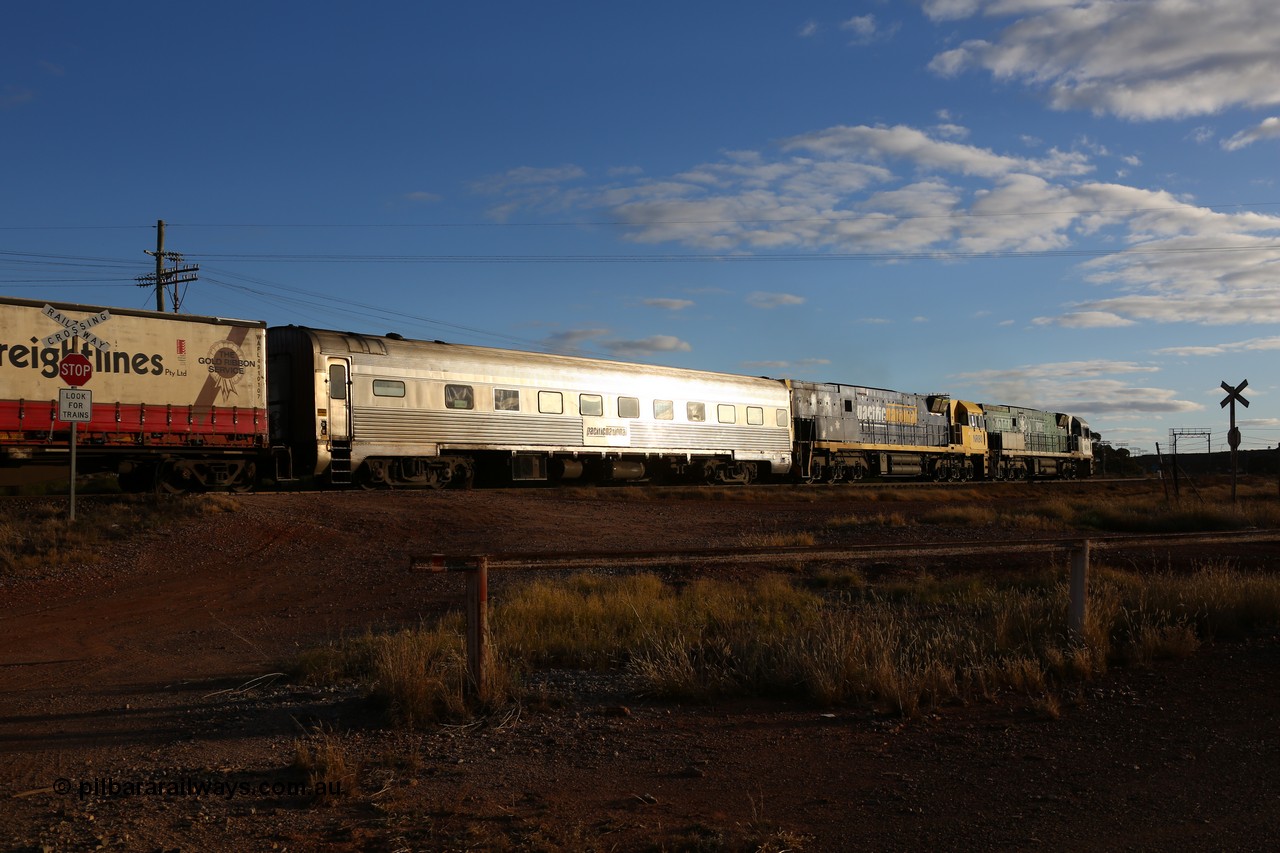 160529 9083
Parkeston, 7MP7 priority service train crew accommodation coach RZBY 910, originally built in 1969 by Comeng NSW as an ER class crew coach ER 210, renumbered to ER 910 in 1974 then rebuilt at AN Rail's Port Augusta Workshops to RZBY in 1997.
Keywords: RZBY-class;RZBY910;Comeng-NSW;ER-class;ER210;ER910;