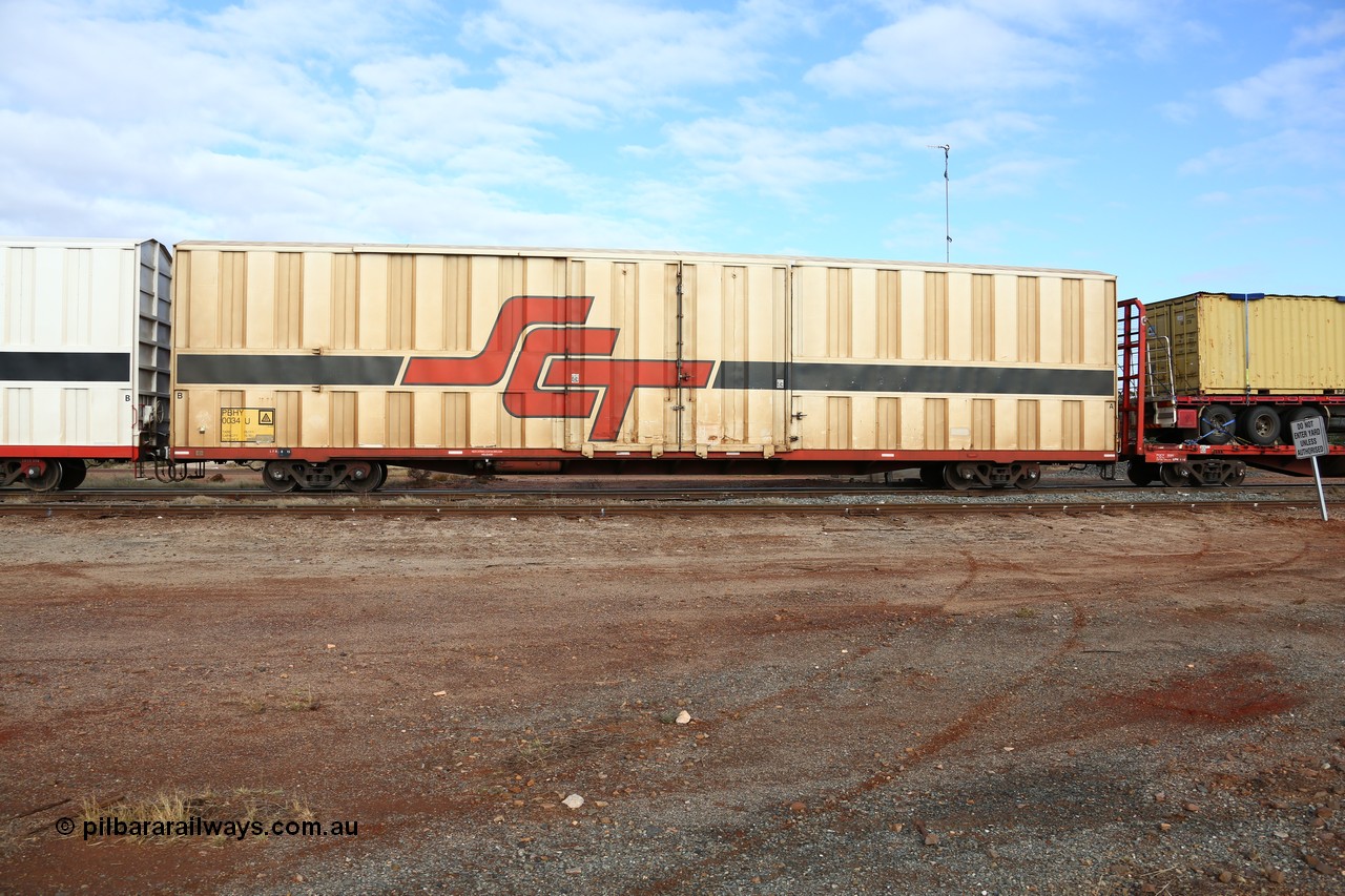 160525 4559
Parkeston, SCT train 3PG1 which operates from Perth to Parkes NSW (Goobang Junction), PBHY type covered van PBHY 0034 Greater Freighter, one of a second batch of thirty units built by Gemco WA without the Greater Freighter signage.
Keywords: PBHY-type;PBHY0034;Gemco-WA;