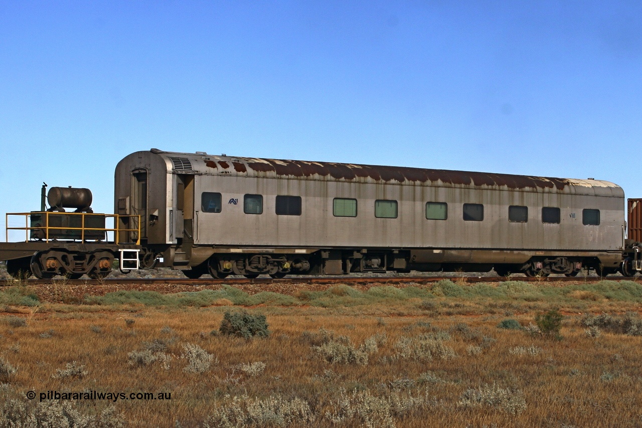 060107 1739
Tent Hill, GWA ECA type crew accommodation coach ECA 133 on Pacific National train 6SP5. PN had hired the car off GWA at the time. ECA 133 was built by Comeng NSW in 1964 as a BRE type second class, air conditioned, twin berth staggered corridor steel sleeping car BRE 133. Scrapped at Dry Creek in December 2014. 7th January 2006.
Keywords: ECA-type;ECA133;Comeng-NSW;BRE-type;BRE133;