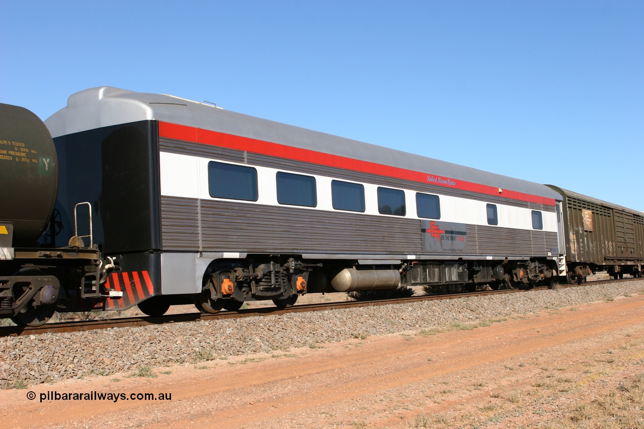 060528 4207
Parkeston, SCT PDAY type crew accommodation car PDAY 001 'Robert Mervin Yates', built by SAR Islington Workshops as a 250 type Bluebird second class railcar number 253 and named 'Pelican' in 1955, written off in 1995 and sold and eventually converted to a crew car by Bluebird Rail Services in 2005.
Keywords: PDAY-type;PDAY001;SAR-Islington-WS;Bluebird;250-type;