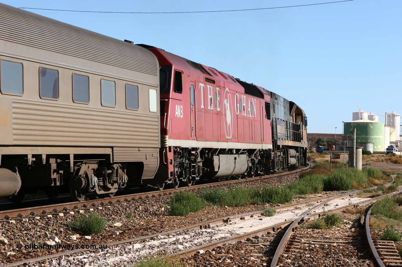 070531 9617
Parkeston, Pacific National RZBY type crew accommodation car RZBY 208 on train 3MP4, built by Comeng NSW as ER type stainless steel air conditioned crew dormitory car ER 208 in 1969, sold to National Rail and converted to crew car in 1997.
Keywords: RZBY-type;RZBY208;Comeng-NSW;ER-type;