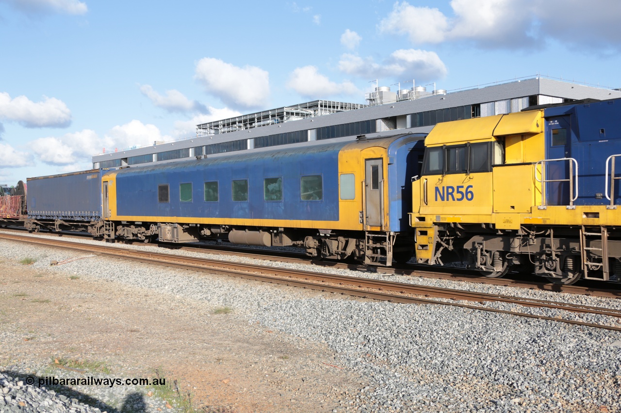 140601 4694
Midland, Pacific National crew accommodation coach BRS 222, built by Victorian Railways Newport Workshops in 1952 as AS 16 First class, to BRS 2, then BS 222. Leased and then sold to West Coast Rail in 1995, and then sold to Pacific National in 2004.
Keywords: BRS-type;BRS222;Victorian-Railways-Newport-WS;AS-type;AS16;BRS-type;BRS2;BS-type;BS222;