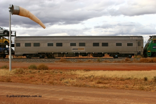 070526 9120
Parkeston, Pacific National RZAY type crew accommodation coach RZAY 944 on train 6PM6 originally built by Comeng NSW in 1969 as a stainless steel air conditioned first class roomette sleeping car, renumbered to 944 for Indian Pacific service, sold to National Rail Corporation in 1997 and converted to a crew coach.
Keywords: RZAY-type;RZAY944;Comeng-NSW;ARJ-type;ARJ244;ARJ944;