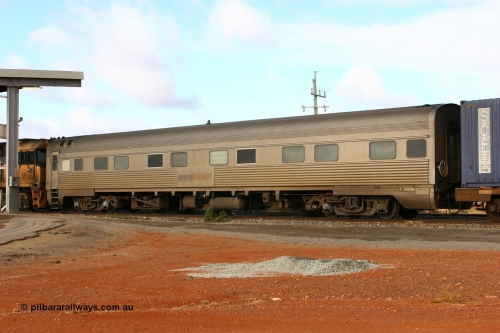 070528 9270
Parkeston, Pacific National RZAY type crew accommodation car RZAY 283 on train 4PM6 was built by Comeng NSW as an ARJ type stainless steel air conditioned first class roomette sleeping car ARJ 283 in 1972, sold to National Rail and converted to a crew car in 1997. Destroyed at the Jumperkine collision in December 2019.
Keywords: RZAY-type;RZAY283;Comeng-NSW;ARJ-type;ARJ283;