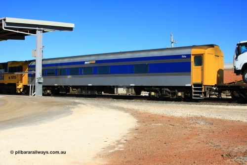 100603 8866
Parkeston, Pacific National RZDY type crew accommodation car RZDY 103 'Ibis' originally built by SAR Islington Workshops as a Bluebird railcar driving trailer in 1956 named 'Ibis', in 1986 numbered 103, in 1990 converted to locomotive hauled and coded as BR type BR 103, written off in 1995 and sold off. It was owned by a number of owners and finally in 2006 converted to a Pacific National crew car.
Keywords: RZDY-type;RZDY103;SAR-Islington-WS;Bluebird;103;BR103;