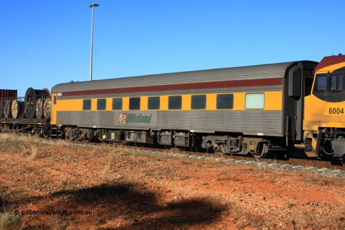 100603 9046
West Kalgoorlie, crew accommodation coach QCAY 2 was built by the South Australian Railways Islington Workshops in 1958 as Chalaki for The Overland as a corten steel roomette sleeping car. Purchased by Bluebird Rail in 2007 and converted to crew car for Queensland Rail ~2010.
Keywords: QCAY-type;QCAY2;SAR-Islington-WS;Chalaki;JRA-type;JRA2;
