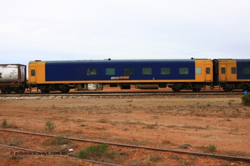 100605 9070
Midland, Pacific National crew accommodation coach BRS 222, built by Victorian Railways Newport Workshops in 1952 as AS 16 First class, to BRS 2, then BS 222. Leased and then sold to West Coast Rail in 1995, and then sold to Pacific National in 2004.
Keywords: BRS-type;BRS222;Victorian-Railways-Newport-WS;AS-type;AS16;BRS-type;BRS2;BS-type;BS222;