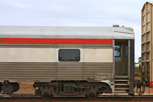 100606 9486
Parkeston, SCT PDAY type crew accommodation car PDAY 001 'Robert Mervin Yates', built by SAR Islington Workshops as a 250 type Bluebird second class railcar number 253 and named 'Pelican' in 1955, written off in 1995 and sold and eventually converted to a crew car by Bluebird Rail Services in 2005.
Keywords: PDAY-type;PDAY001;SAR-Islington-WS;Bluebird;250-type;