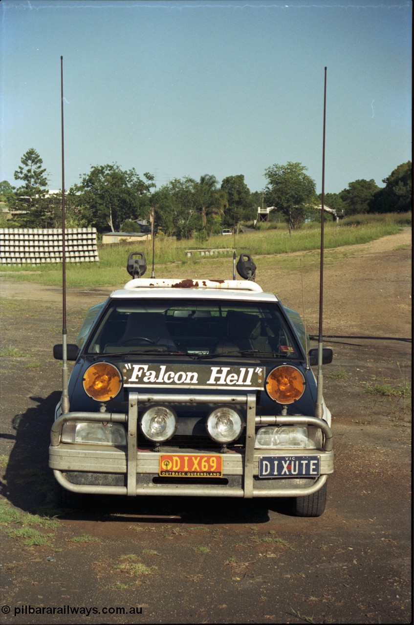 187-16
Monkland, an old ute of mine, an 1988 Falcon XF ute named 'FALCON HELL' saw many thousands of kilometres on the highways of Australia. Unsure where the car is now, the runt never paid me for it, family...
