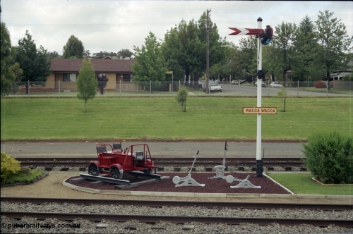 188-07
Wagga Wagga, located 521 km from Sydney on the NSW Main South, view from station platform at historical display. Geo [url=https://goo.gl/maps/ky2Xd59NNk62]Data[/url].
