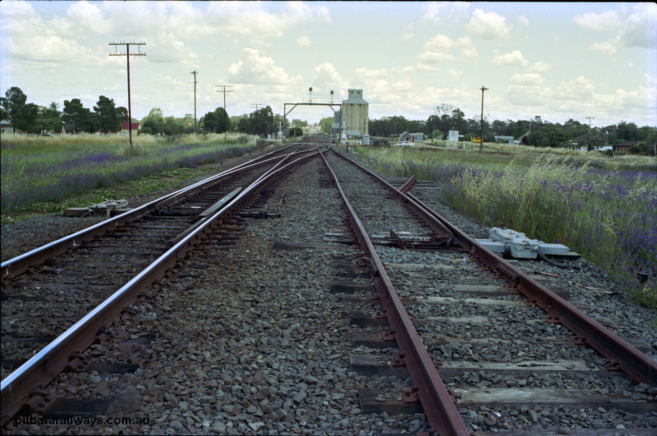 189-00
Uranquinty, located at the 535.72 km on the NSW Main South line, view is looking south across Yarragundry Street, the points for the loop are No. 51, the catch point is No. 52.

