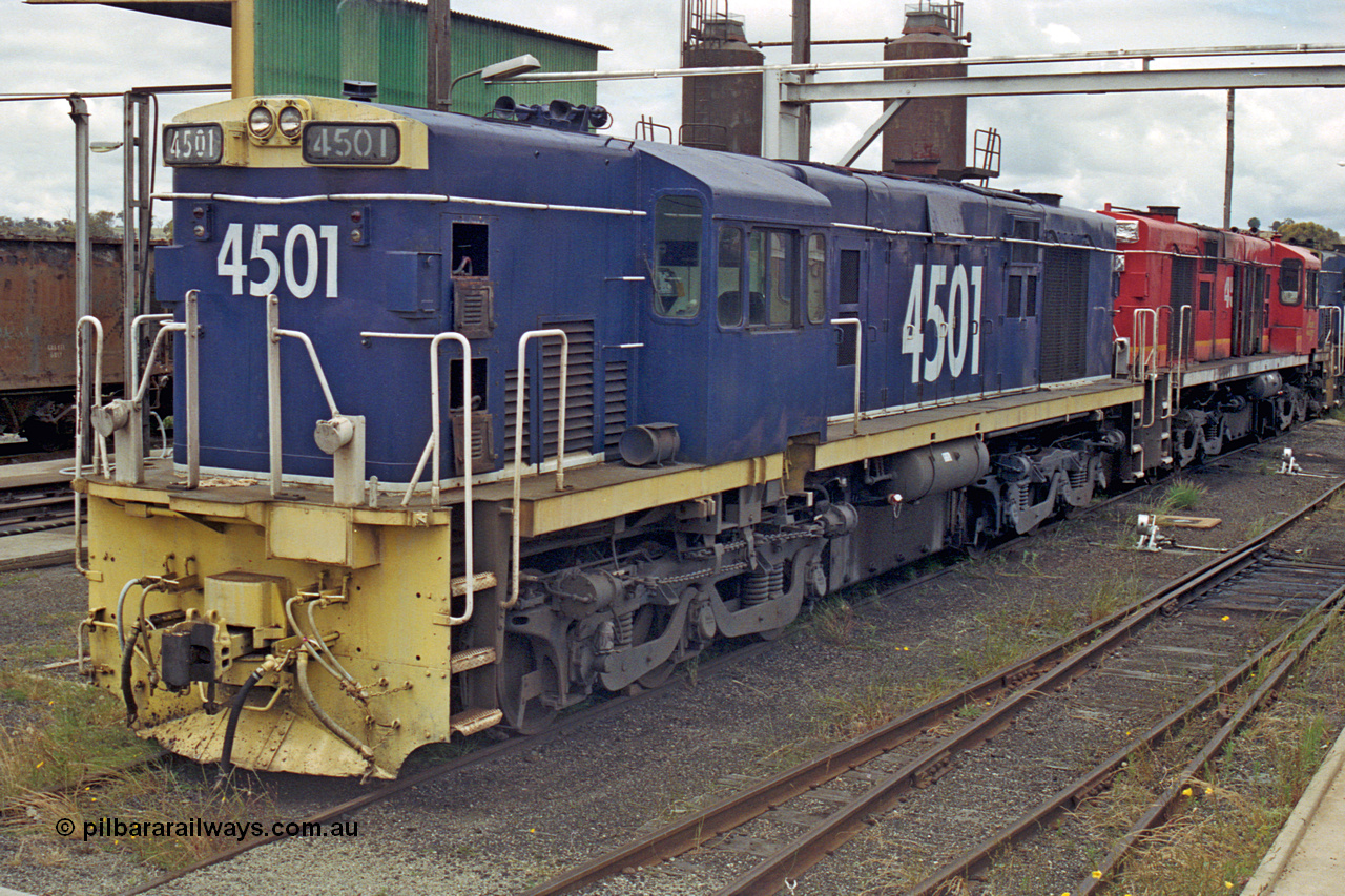 192-13
Junee, NSWSRA standard gauge locomotive depot, class leader of the NSWGR 45 class 4501 an ALCo RSD-20 or DL-541 built by AE Goodwin in 1962 with serial 84143.
Keywords: 45-class;4501;AE-Goodwin;ALCo;RSD-20;DL-541;84143;