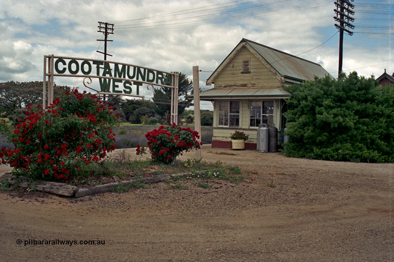 192-24
Cootamundra West, NSW, originally a railway station on the Lake Cargelligo railway line, signal box and sign view with the most impressive station sign!
