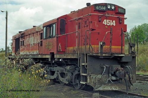 192-17
Junee, NSWSRA standard gauge locomotive depot, stored NSWGR 45 class unit 4514 an ALCo RSD-20 or DL-541 built by AE Goodwin in 1962 with serial 84156.
Keywords: 45-class;4514;AE-Goodwin;ALCo;RSD-20;DL-541;84156;