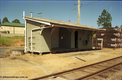 193-00
Wamuran station building from the eastern end. The line through Wamuran opened on December 6, 1909 and was extended to Kilcoy by 1914, then Wamuran became the terminus on the July 1, 1964 This station building now resides at the Australian Narrow Gauge Railway Museum Society in Woodford.
