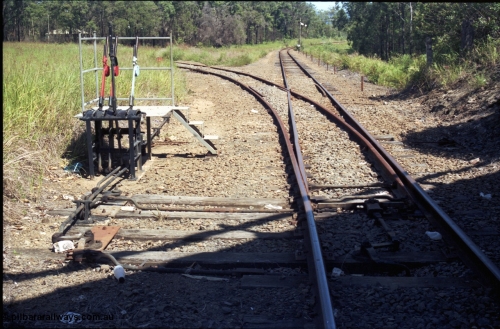 193-11
Moodlu Quarry junction looking west in the Down direction with Moodlu station site around to the right, ground frame and interlocking.
