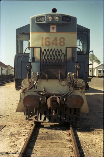 193-22
Gympie, station yard, QR narrow gauge unit 1648, an English Electric RS95C model built at their Rocklea Qld plant in 1967, known in the QR as class 1620. [url=https://goo.gl/maps/Yav8VtdvkZD2]GeoData[/url].
Keywords: 1620-class;1648;English-Electric;RS95C;A-190;