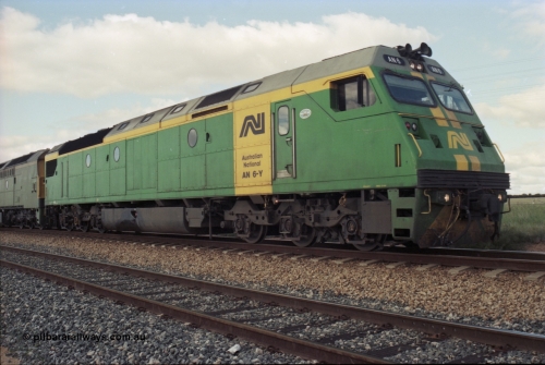 200-10
Moorine Rock, Australian National AN class AN 6 a Clyde Engineering built EMD model JT46C serial 93-1302, sits on the mainline with a Perth bound freight, 1500 hrs June 22, 1997.
Keywords: AN-class;AN6;Clyde-Engineering-Somerton-Victoria;EMD;JT46C;93-1302;