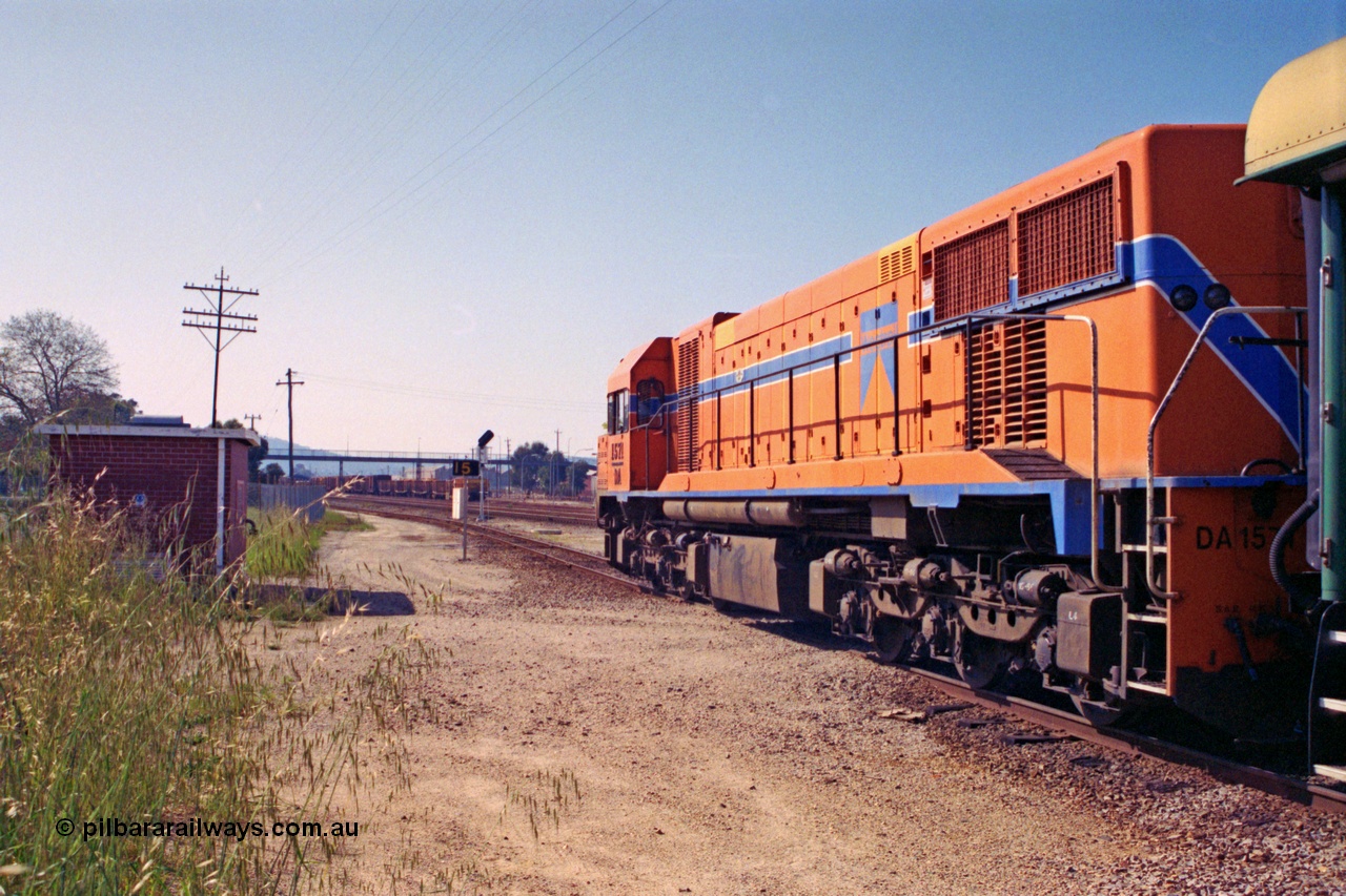 208-2-25
Midland, The York Jazz Festival special train departs behind Westrail DA class unit DA 1571 a Clyde Engineering EMD G26C serial 72-758.
Keywords: DA-class;DA1571;Clyde-Engineering-Granville-NSW;EMD;G26C;72-758;