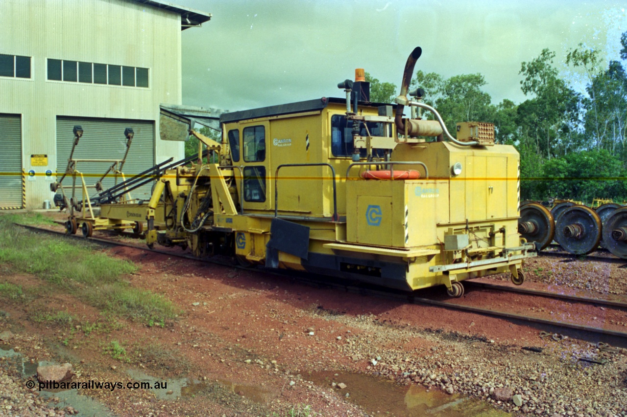 210-20
Weipa, Lorim Point railway workshops, Canron Rail Group Mk I switch tamper. Canron was taken over by Harsco in 1990-91.
Keywords: Canron;track-machine;Comalco;