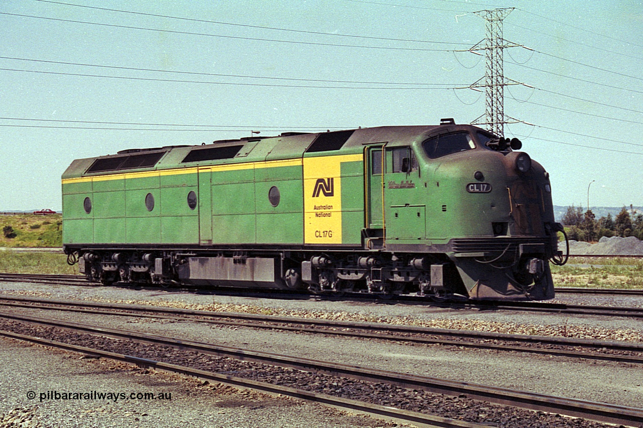 215-23
Dry Creek Motive Power Centre, Australian National's final Clyde Engineering EMD model AT26C Bulldog ever built CL class CL 17 'William McMahon' serial 71-757.
Keywords: CL-class;CL17;bulldog;Clyde-Engineering-Granville-NSW;EMD;AT26C;71-757;