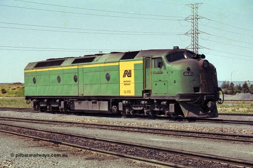 215-23
Dry Creek Motive Power Centre, Australian National's final Clyde Engineering EMD model AT26C Bulldog ever built CL class CL 17 'William McMahon' serial 71-757.
Keywords: CL-class;CL17;Clyde-Engineering-Granville-NSW;EMD;AT26C;71-757;bulldog;