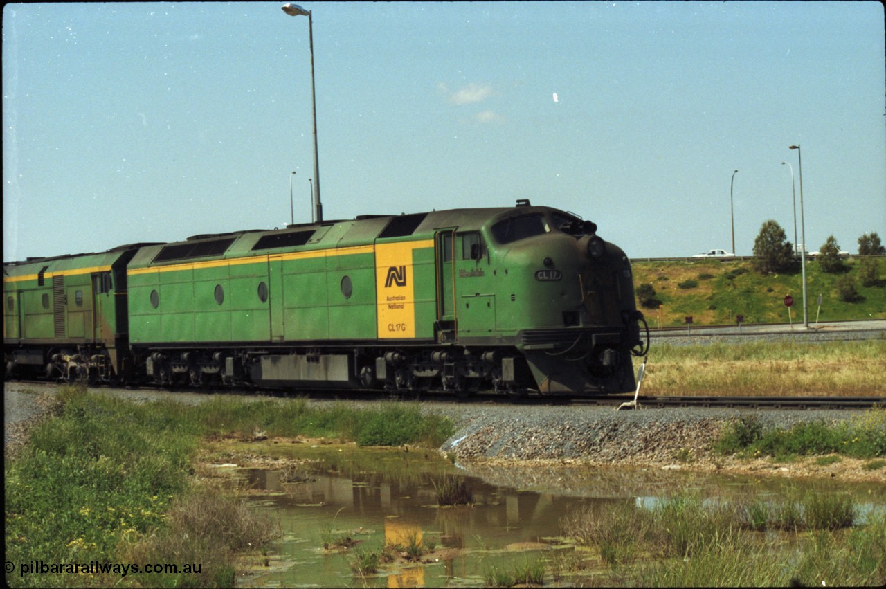 216-06
Dry Creek Motive Power Centre, Australian National CL class locomotive CL 17 'William McMahon' the final Clyde Engineering EMD model AT26C Bulldog ever built serial 71-757.
Keywords: CL-class;CL17;Clyde-Engineering-Granville-NSW;EMD;AT26C;71-757;bulldog;