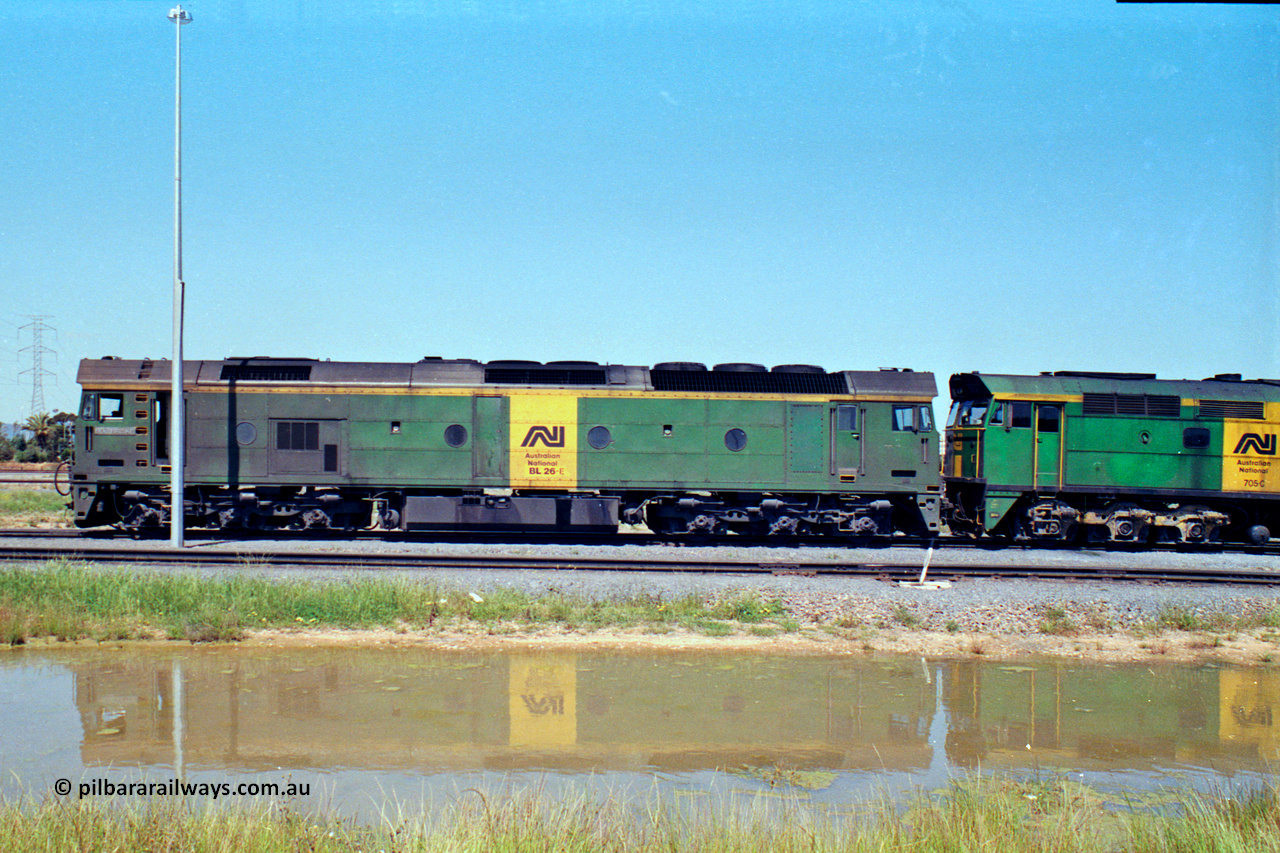 217-17
Dry Creek Motive Power Centre, side view of Australian National BL class leader BL 26 'Bob Hawke' Clyde Engineering EMD model JT26C-2SS serial 83-1010
Keywords: BL-class;BL26;Clyde-Engineering-Rosewater-SA;EMD;JT26C-2SS;83-1010;