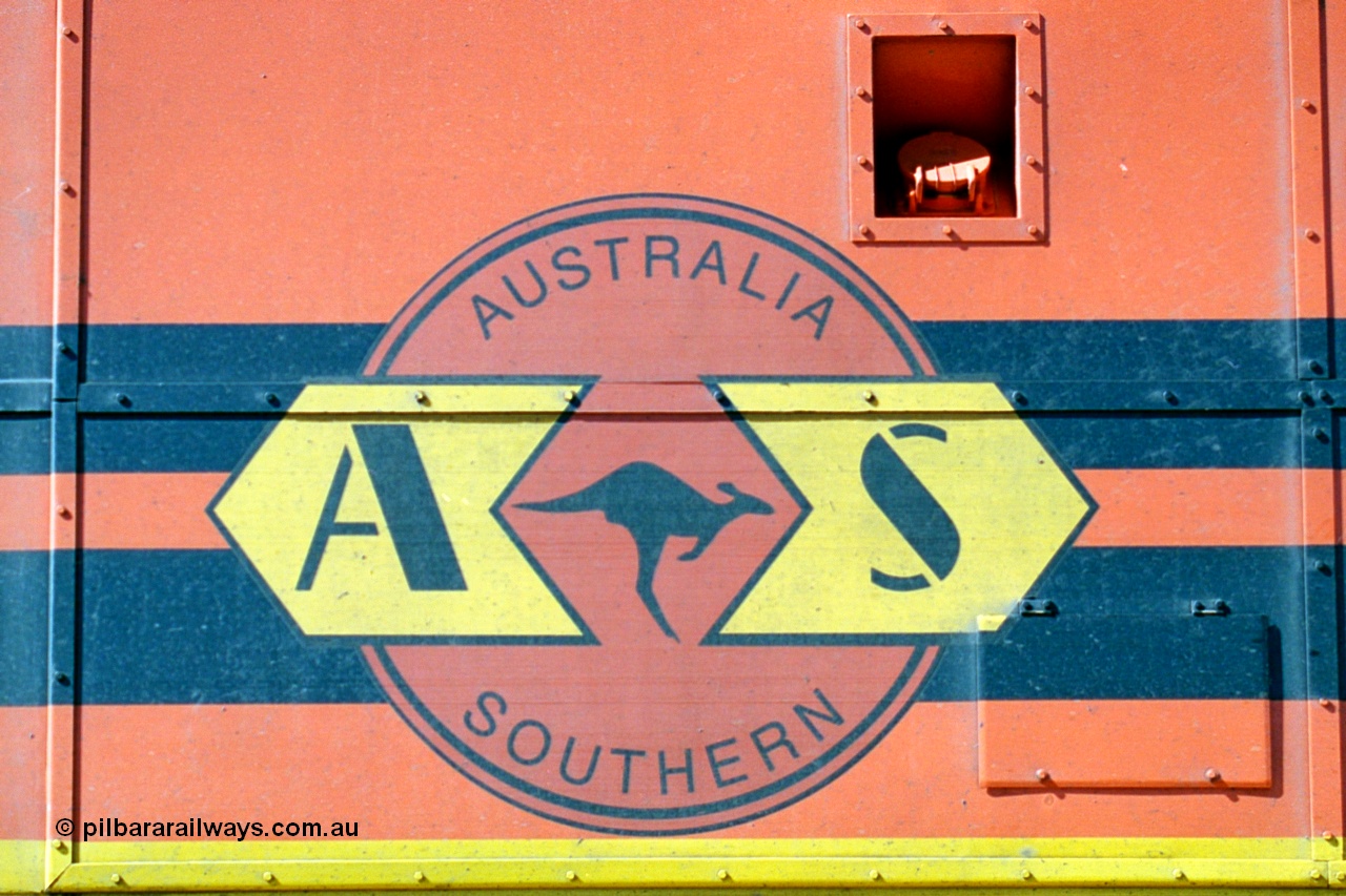 244-08
Port Augusta yard, Australian Southern decal on the side of ALF 20.
