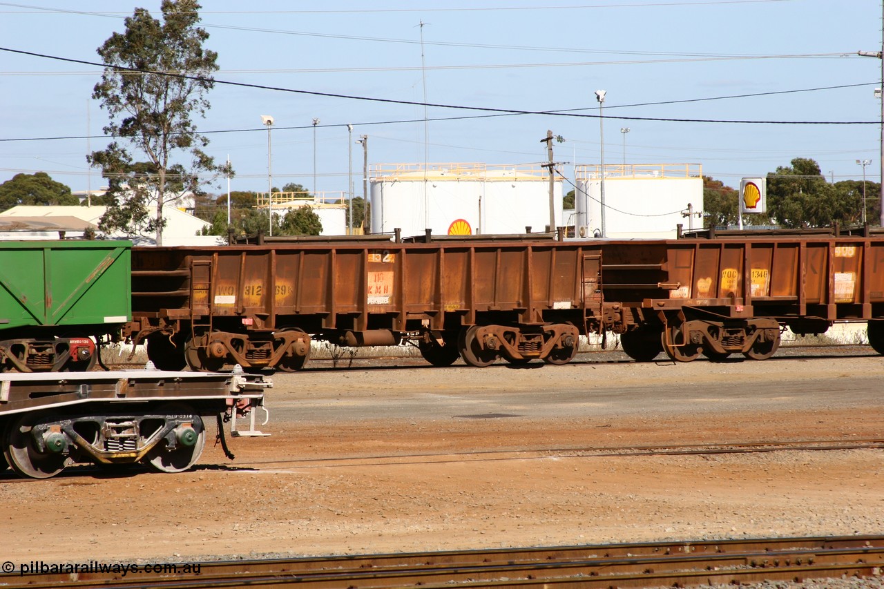 060528 4450
WO type iron ore waggon WO 31269 is one of a batch of eighty six built by WAGR Midland Workshops between 1967 and March 1968 with fleet number 152 for Koolyanobbing iron ore operations, with a 75 ton and 1018 ft³ capacity, red-carded at West Kalgoorlie, 28th May 2006. This unit was converted to WOC for coal in 1986 till 1994 when it was re-classed back to WO.
Keywords: WO-type;WO31269;WAGR-Midland-WS;