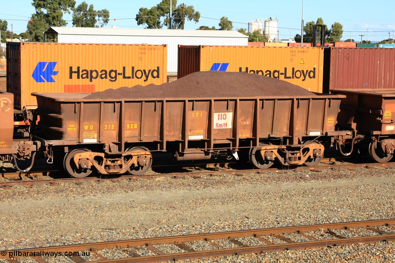 100602 8679
WO type iron ore waggon WO 31292 is one of a batch of fifteen built by WAGR Midland Workshops between July and October 1968 with fleet number 171 for Koolyanobbing iron ore operations, with a 75 ton and 1018 ft³ capacity, West Kalgoorlie 2nd June 2010.
Keywords: WO-type;WO31292;WAGR-Midland-WS;