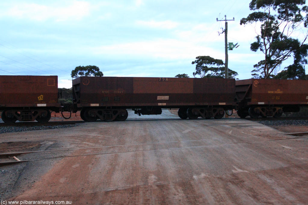 100822 6239
WOE type iron ore waggon WOE 31146 is one of a batch of fifteen built by Goninan WA between April and May 2002 with fleet number 728 for Koolyanobbing iron ore operations, on empty train 1416 at Hampton, 22nd August 2010.
Keywords: WOE-type;WOE31146;Goninan-WA;