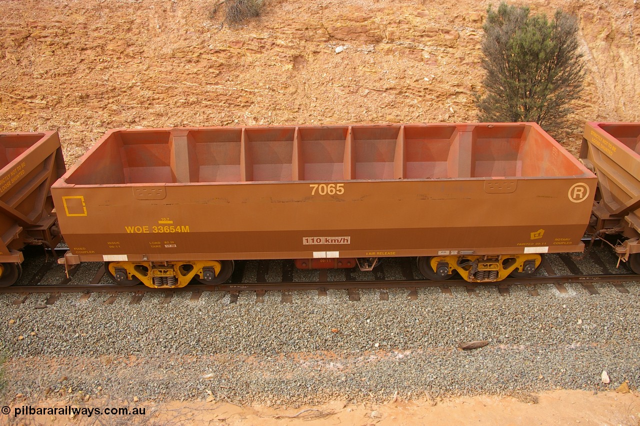 PD 09986
West Kalgoorlie, side view from above of UGL Rail built WOE type iron ore waggon WOE 33654, fleet number 7065.
Keywords: Peter-D-Image;WOE-type;WOE33654;UGL-Rail-WA;R0067-066;