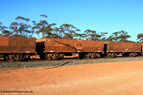 100731 03093
WOE type iron ore waggon WOE 33571 is one of a batch of one hundred and twenty eight built by United Group Rail WA between August 2008 and March 2009 with serial number 950211-111 and fleet number 9066 for Koolyanobbing iron ore operations, empty train arriving at Binduli Triangle, July 31, 2010.
Keywords: WOE-type;WOE33571;United-Group-Rail-WA;950211-111;