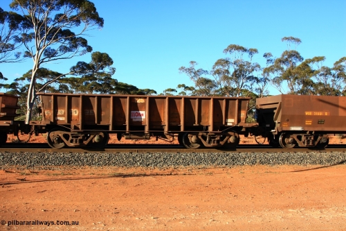 100731 03124
WO type iron ore waggon WO 31233 is one of a batch of eighty six built by WAGR Midland Workshops between 1967 and March 1968 with fleet number 125 for Koolyanobbing iron ore operations, with a 75 ton and 1018 ft³ capacity, empty train arriving at Binduli Triangle, July 31, 2010. This unit was converted to WOC for coal in 1986 till 1994 when it was re-classed back to WO.
Keywords: WO-type;WO31233;WAGR-Midland-WS;