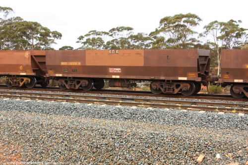 100822 5872
WOE type iron ore waggon WOE 30256 is one of a batch of one hundred and thirty built by Goninan WA between March and August 2001 with serial number 950092-006 and fleet number 606 for Koolyanobbing iron ore operations, Binduli Triangle August 22, 2010.
Keywords: WOE-type;WOE30256;Goninan-WA;950092-006;
