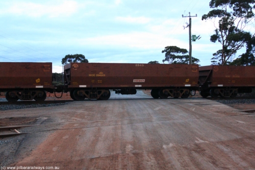 100822 6237
WOE type iron ore waggon WOE 33450 is one of a batch of seventeen built by United Group Rail WA between July and August 2008 with serial number 950209-014 and fleet number 8945 for Koolyanobbing iron ore operations, on empty train 1416 at Hampton, August 22, 2010.
Keywords: WOE-type;WOE33450;United-Group-Rail-WA;950209-014;