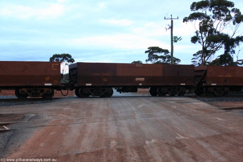 100822 6248
WOE type iron ore waggon WOE 31068 is one of a batch of one hundred and thirty built by Goninan WA between March and August 2001 with serial number 950092-058 and fleet number 654 for Koolyanobbing iron ore operations, on empty train 1416 at Hampton, August 22, 2010.
Keywords: WOE-type;WOE31068;Goninan-WA;950092-058;