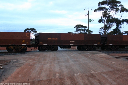100822 6254
WOE type iron ore waggon WOE 31064 is one of a batch of one hundred and thirty built by Goninan WA between March and August 2001 with serial number 950092-054 and fleet number 650 for Koolyanobbing iron ore operations, on empty train 1416 at Hampton, August 22, 2010.
Keywords: WOE-type;WOE31064;Goninan-WA;950092-054;