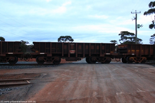 100822 6270
WOD type iron ore waggon WOD 31471 is one of a batch of sixty two built by Goninan WA between April and August 2000 with serial number 950086-043 and fleet number 534 for Koolyanobbing iron ore operations with a 75 ton capacity for Portman Mining to cart their Koolyanobbing iron ore to Esperance, now with PORTMAN painted out, on empty train 1416 at Hampton, August 22, 2010.
Keywords: WOD-type;WOD31471;Goninan-WA;950086-043;