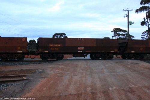 100822 6288
WOE type iron ore waggon WOE 30276 is one of a batch of one hundred and thirty built by Goninan WA between March and August 2001 with serial number 950092-026 and fleet number 619 for Koolyanobbing iron ore operations, on empty train 1416 at Hampton, August 22, 2010.
Keywords: WOE-type;WOE30276;Goninan-WA;950092-026;