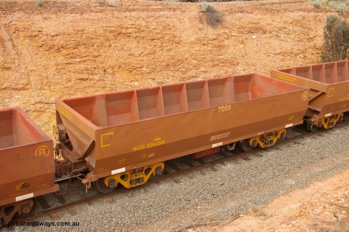 PD 9984
West Kalgoorlie, top view of UGL Rail built WOE type iron ore waggon WOE 33648, fleet number 7059.
Keywords: Peter-D-Image;WOE-type;WOE33648;UGL-Rail-WA;R0067-060;