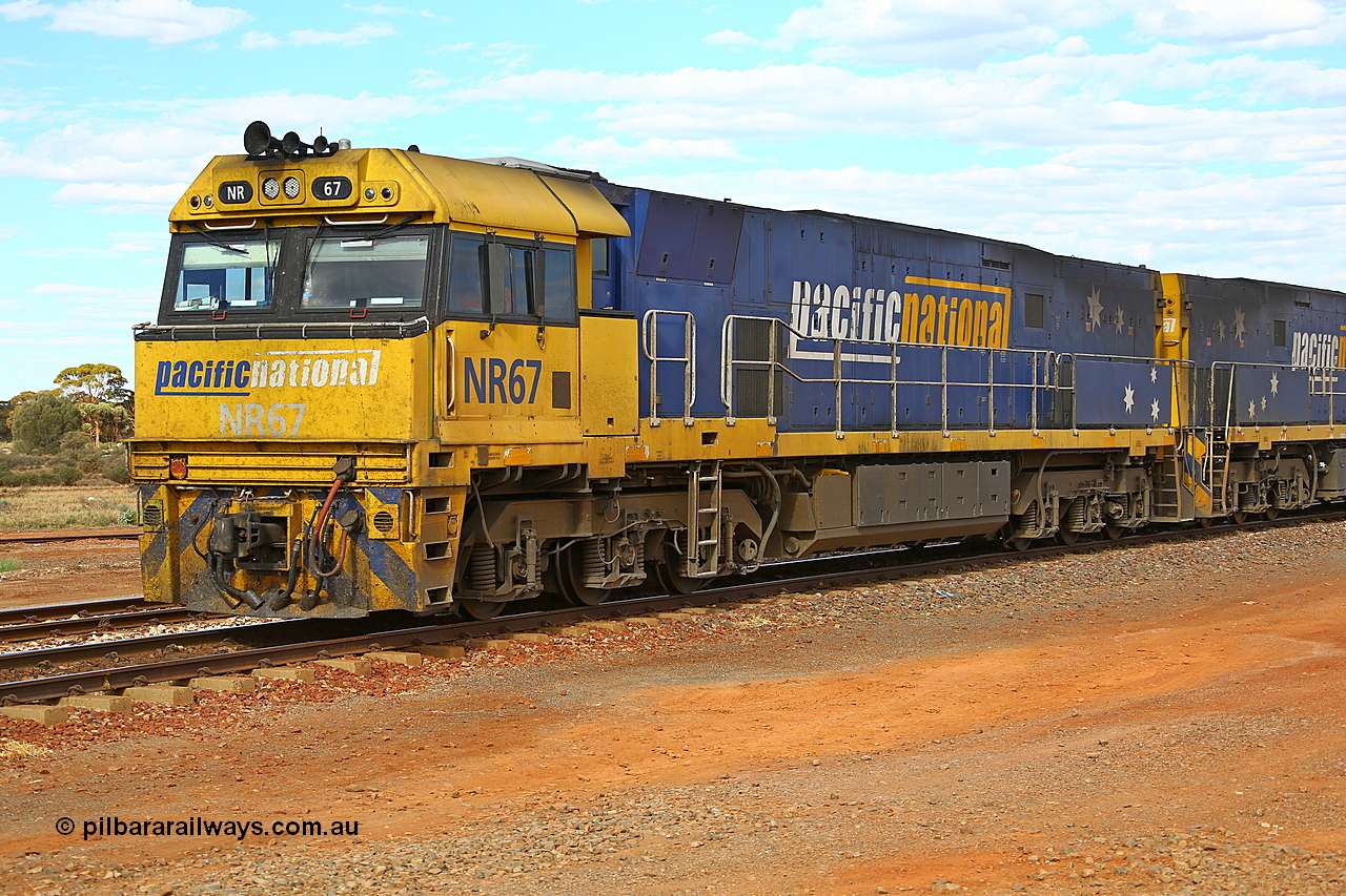 210407 9830
Parkeston, Pacific National's NR class unit NR 67 with intermodal freight service 2MP5. NR 67 was built by Goninan WA for National Rail in 1996 and is a GE Cv40-9i model with serial number 7250-12 / 96-269. 7th of April 2021.
Keywords: NR-class;NR67;Goninan-WA;GE;Cv40-9i;7250-12/96-269;