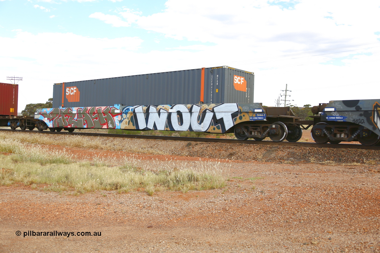 210407 9868
Parkeston, 2MP5 intermodal train, CQWY type well waggon 5044 well 1 with an SCF MFGB type 48' container SCFU 419070. The CQWY well waggon pairs were built by Bluebird Rail Operations SA in a batch of sixty pairs in 2008 for CFCLA.
Keywords: CQWY-type;CQWY5044;CFCLA;Bluebird-Rail-Operations-SA;