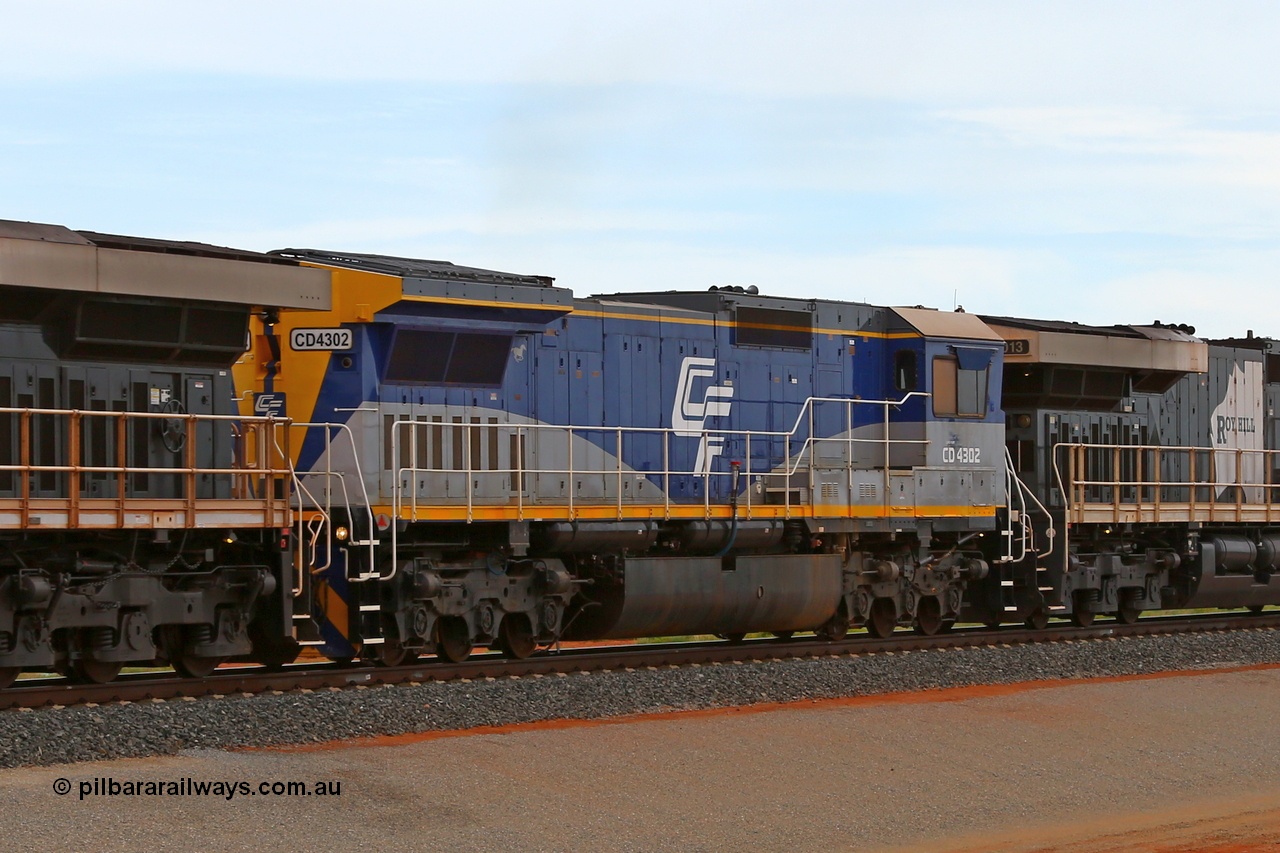 180117 1148
Great Northern Highway, 18 km grade crossing sees CFCLA Goninan ALCo to GE rebuild CM40-8M unit CD 4302 originally Robe River Comeng NSW built ALCo M636 serial C6103-1 #9421, rebuilt by Goninan in 1993 with serial 8297-2/93-137 then to CFCLA in 2012 powering a loaded fuel train as part of the mainline testing of these units prior to ore train service. 17th January 2018.
Keywords: CD-class;CD4302;CFCLA;Goninan;GE;CM40-8M;8297-2/93-137;rebuild;Comeng-NSW;ALCo;M636;9421;C6103-1;